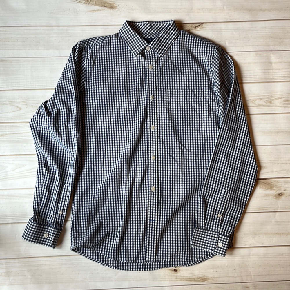 Mens Navy checked slim dress shirt Medium